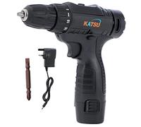 KATSU,Taladro inalámbrico de 12 V, destornillador alimentado por batería con portabrocas sin llave de 10 mm, luz LED y 1 batería incluida, ideal para proyectos de bricolaje en casa 102005