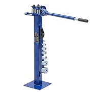 KATSU Tools Dobladora compacta de metal con pedestal, 7 troqueles (1-3 pulgadas), mango telescópico, tipo suelo, herramienta manual de flexión de tubos de acero para material plano, redondo y cuadrado