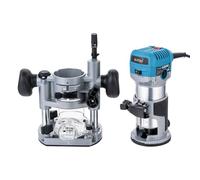 KATSU Tools Fresadora/trimmer eléctrica 710 W madera - arranque suave, base de inmersión, cuerpo aluminio, 3 portabrocas (1/4", 6 mm, 8 mm) bricolaje