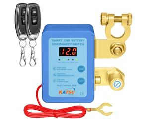 KATSU Tools Interruptor de desconexión remota de batería de 12 V 240 A, pantalla digital, interruptor de apagado automático antirrobo, 2 mandos a distancia, para auto, camión, RV, ATV, barco
