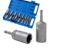 KATSU Tools Juego de 16 Vasos de Tuerca Profundos, Métrico 5.5-19mm, Vástago Hexagonal 1/4", Imantados, para Taladro Eléctrico y Destornillador, 80mm de Largo