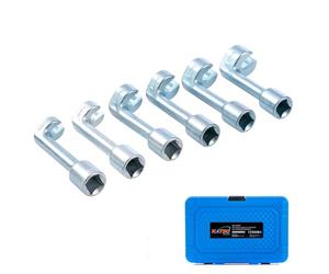 KATSU Tools Juego de Llaves de Vaso para Líneas de Inyectores Diésel de 6 Piezas 1/2", Métrico 12 14 16 17 18 19mm, Herramienta en L para Desmontaje de Líneas de Combustible 449614