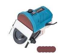 KATSU Tools Lijadora mini disco 140 W 125 mm - máquina pulidora/lijadora eléctrica madera, velocidad ajustable, mesa inclinable aluminio, discos incluidos