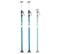 KATSU Tools Paquete de 2 soportes telescópicos de techo de 125 a 290 cm, acero de ajuste rápido, mango de aluminio, capacidad de carga de 40 kg, para posicionar, sostener y fijar placas de yeso