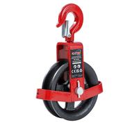 KATSU Tools Rueda de ginebra de 125 mm con gancho giratorio, polea de andamio, bloque de elevación de grúa, polea de cuerda de mano resistente 182140
