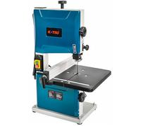 KATSU Tools Sierra de cinta de banco de 200 mm y 350 W, sierra de cinta eléctrica para carpintería, mesa de trabajo de metal inclinable a 45° para cortes a inglete, hoja incluida 100555