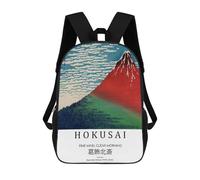 Katsushika Hokusai Fine Wind, Clear Morning Mochila Infantil, Mochila Escolar De Gran Capacidad Para Estudiantes, Mochila Para Libros, Mochila Para Niños, Niñas, Adultos Y Adolescentes 17inch