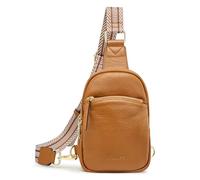 Kattee Bolso bandolera de piel auténtica para mujer, bolso de banana, bolso de hombro suave, mochila de viaje al aire libre, marrón, 6.5 x 1.38 x 8.86 inches