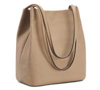 Kattee Bolso de hombro y bolso de mano de piel auténtica suave para mujer con cierre magnético superior, Albaricoque, M, Casual