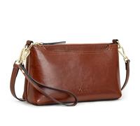 Kattee Bolsos cruzados de cuero para mujer, modernos, pequeños bolsos de hombro y bolsos de mano, cartera de mano con 2 correas, Marrón oscuro, 9.84 x 2.95 x 5.91 inches, Casual