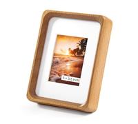 Kattepote Marco de Fotos 9x13 cm, Portafotos 5 x 3,5 pulgadas, con tapete para colocar fotos de 5 x 7cm, Portafotos Decorativo, Madera de Haya Natural, Small Photo Picture Frame