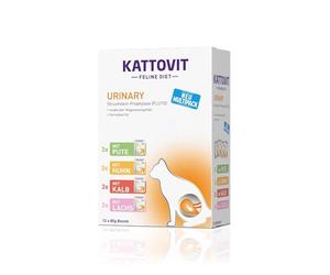 KATTOVIT - Comida húmeda para gatos Urinary Multipack | Alimento completo en bolsa fresca para gatos adultos con enfermedades del tracto urinario | 12