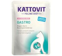 KATTOVIT Gastro Salmón + Arroz | Comida dietética para Gatos | 85 g | Comida húmeda para Gatos para Problemas digestivos |