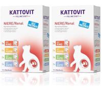 Kattovit Kidney/Renal Multipack | 12 x 85 g | Alimento dietético Completo para Gatos con 4 sabores Diferentes en una Bolsa Fresca | para apoyar la función renal (Paquete de 2)