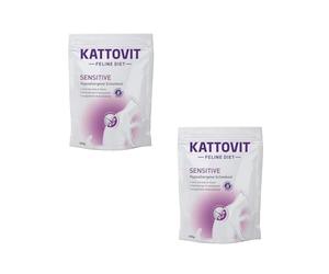 Kattovit Sensitive | Paquete Doble | 2 x 400 g | Alimento dietético Completo para Gatos | Puede contribuir a Reducir los síntomas Iniciales de intolerancia a Productos y nutrientes