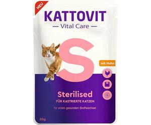 KATTOVIT Vital Care - Pollo esterilizado, 85 g, Comida húmeda en Salsa para Gatos