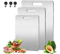 Katuchef Titanium Cutting Board for Kitchen, 2025 New Double Sided 100% Pure Titanium Thickened Food-Grade Cutting Board for Meat Fruit Vegetable Kitchen Cooking,Easy To Clean and Store (SUS304-3PCS)
