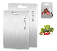 Katuchef Titanium Cutting Board,Katu Chef Titanium Cutting Board for Kitchen,Pure Titaniumm Cutting Boardd,Double-Sided Stainless Steel Boards for Meat,Vegetables (S+M)