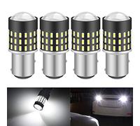 KATUR 1157 BAY15D Bombilla de luz 3014 54 Conjuntos de Chips de 650 lúmenes Reemplazar para la señal de Giro Respaldo Luces de Freno de Cola de Freno inversas, Xenón Blanco (Paquete de 4)