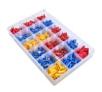 KATUR 1200 conectores de crimpado de terminal de cable, kit de lengüetas surtidas, conectores de crimpado eléctricos, juego de anillos de pala en caja de plástico (rojo/azul/amarillo)