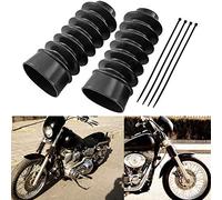 KATUR 190MM Motocicleta Negro Horquilla Botas Protector contra el Polvo Moto Universal Caucho Tenedor Delantero Cubierta de Tierra Jinete Tenedor Delantero Juego de amortiguadores (Paquete de 2)