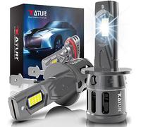 KATUR 2 bombillas LED H3 para faros de coche, Canbus 80 W, 16000 lm, 6000 K, color blanco, sin cables, Plug & Play, LED H3, luz de cruce o larga 400%, luminosidad 1:1, tamaño mini