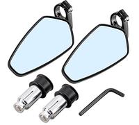 KATUR 7 / 8Inch 22mm Motocicleta Manillar Espejos retrovisores Oval CNC Billet Aluminio Azulado Antideslumbrante Moto Espejos retrovisores laterales para D avidson H onda Y amaha S uzuki Negro