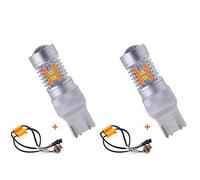 KATUR 7443 7440 7444NA Switchback Bombillas LED blanco/ámbar de alta potencia extremadamente brillantes 2835 chipsets con proyector para luces intermitentes y luces de circulación diurna/DRL, con