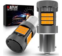 KATUR Bombilla 1156 BA15S LED, Canbus 500% Brillo 3000LM Ámbar Amarillo con Ventilador 7506 P21W 1141 LED Luces Intermitentes, 2PCS