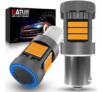 KATUR Bombilla 1156 BAU15S LED, Canbus 500% Brillo 3000LM Ámbar Amarillo con Ventilador 7507 PY21W LED Luces Intermitentes, 2PCS