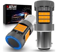 KATUR Bombilla 1157 BAY15D LED, Canbus 500% Brillo 3000LM Ámbar Amarillo con Ventilador P21/5W 1157A 1157NA LED Luces Intermitentes, 2PCS