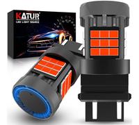 KATUR Bombilla 3157 T25 LED, Canbus 500% Brillo 3000LM Rojo Brillante con Ventilador P27/7W 3157A 3157NA LED Luces de Freno, 2PCS
