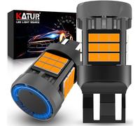 KATUR Bombilla 7443 T20 LED, Canbus 500% Brillo 3000LM Ámbar Amarillo con Ventilador W21/5W 992 7443A LED Luces Intermitentes, 2PCS