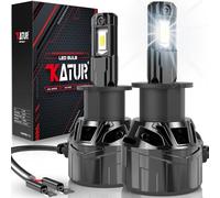 KATUR Bombilla H3 LED 120W 30000LM, 700% Brillo Bombillas H3 LED 6000K Xenon Blanco Plug and Play Mini Tamaño 1:1 Alta Eficiencia Sistema de Refrigeración Bombilla LED H3, 2 Piezas