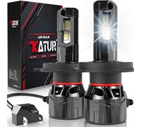 KATUR Bombilla H4 LED 120W 30000LM, 700% Brillo Bombillas H4 LED 6000K Xenon Blanco Plug and Play Mini Tamaño 1:1 Alta Eficiencia Sistema de Refrigeración Bombilla LED H4 9003 HB2 Hi/Lo, 2 Piezas