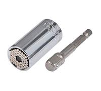 KATUR Enchufe universal, adaptador de agarre de enchufe universal de 7 mm a 19 mm Adaptador de taladro eléctrico de llave de trinquete multifunción (plateado)