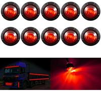 KATUR Luz indicadora de Marcador Redonda de 3/4 "LED Frontal y Lateral Trasera Luz de Marcador de Bala Resistente al Agua 12V para camión de automóvil (Rojo)