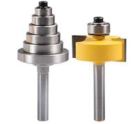 KATUR Rabbet Router Bit con juego de cojinetes intercambiables de 6 tamaños para múltiples profundidades, incluyendo 1/8", 1/4", 5/16", 3/8", 7/16", 1/2" Seis tamaños (1/4"Caña)