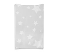 KATY Deluxe - Cambiador de cuña para bebé, unisex, impermeable, con lados curvos, color gris claro con diseño de estrellas blancas