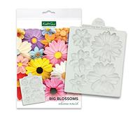 Katy Sue Designs Big Blossoms Molde de silicona para decoración de tartas, manualidades, magdalenas, dulces, tarjetas y arcilla, apto para alimentos, fabricado en el Reino Unido, Gris