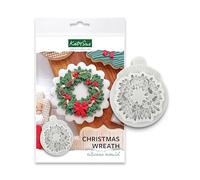 Katy Sue Molde de silicona para corona de Navidad para decoración de pasteles de Navidad y manualidades de arcilla de Navidad para uso con fondant y arcilla de secado al aire de Katy Sue Christmas