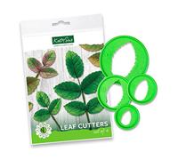 Katy Sue Nicholas Designs Lodge - Juego de 4 cortadores de hojas para decoración de tartas, magdalenas, dulces y dulces, aprobado para alimentos, fabricado en el Reino Unido, verde