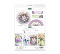 Katy Sue Thinking of You - Paquete de decoupage troquelado 3D. Un paquete de 12 hojas de troqueles para suministros de fabricación de tarjetas con lirios, lavanda, rosas y hortensias