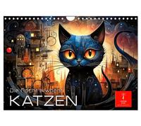 Katzen - die Nacht erwacht (Wandkalender 2026 DIN A4 quer), CALVENDO Monatskalender: Nächtliche Ausflüge auf Samtpfoten.