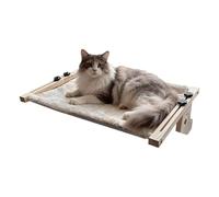 Katzen Fensterbett - 22.05 Zoll Katzen Hängematte | Holz Katzeñ Liegeplatz - Wandmontierte Katzenbank Mit Waschbarer Fleece Und Verstellbarem Stützarm Ohne Bohren Für Innenbereich