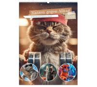Katzen gegen Alltag (Wandkalender 2026 DIN A2 hoch), CALVENDO Monatskalender: Langweilige Kalender waren gestern, hier kommt die volle Katzenpower!
