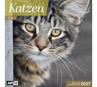 Katzen Kalender 2027 - 30x30 - Art12: Niedlicher Tier-Kalender im schlanken Hochformat (aufgeklappt 30x60 cm) | mit Eintrage-Kalendarium