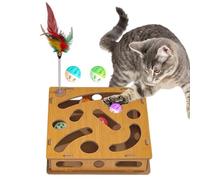 Katzen Nagelfeile Box - Interaktives Kratzpuzzle Mit Spielbällen, Multifunktionales Holz Spielzeug | Beschäftigung Gegen Langeweile | Für Kätzchen Training Bewegung Zuhause