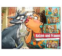 Katzen und Frauen. Lustige Cartoons vom täglichen Chaos (Wandkalender 2026 DIN A4 quer), CALVENDO Monatskalender: Witzige Szenen aus dem Alltag mit Katze - frech, flauschig und voller Überraschungen
