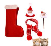 Katzen Weihnachtsschmuck, Katzen-Weihnachtskostüm - Outfit Kostüm Weihnachten Katze Schal Mütze,Weihnachts-Katzenkostüm-Set, Katzen-Weihnachtskostüm-Dekoration Für Den Katzenurlaub Im Innenber